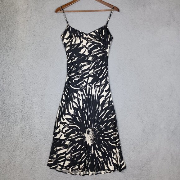 The Limited Dresses & Skirts - The Limited Slip Dress Women 2 Black Beige Floral 100% Silk Maxi Spaghetti Y2K
